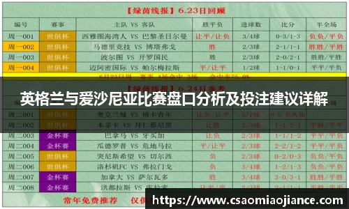 英格兰与爱沙尼亚比赛盘口分析及投注建议详解