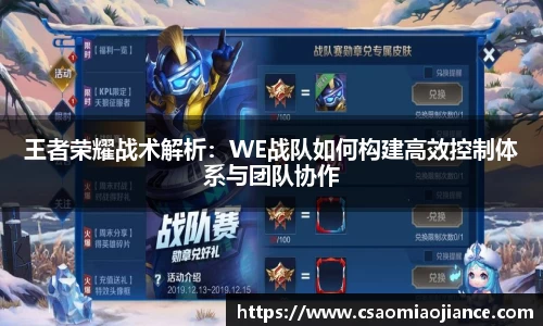 王者荣耀战术解析：WE战队如何构建高效控制体系与团队协作
